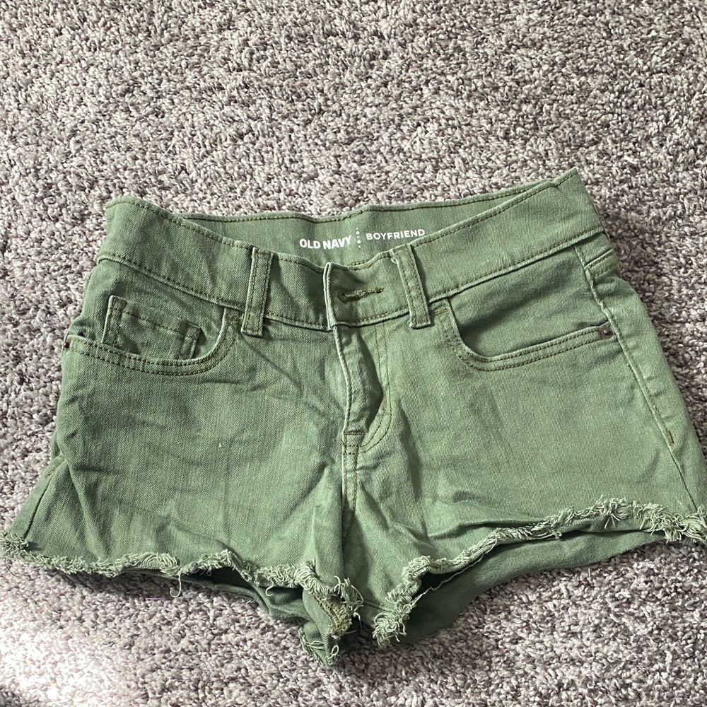 Old Navy Olive Green Boyfriend Fray Hem Jean Shorts